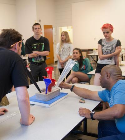 students in classroom working on project