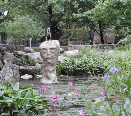 image of a foam sculpture head in a sculpture park