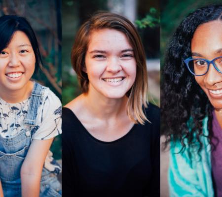 images of three portraits of young women