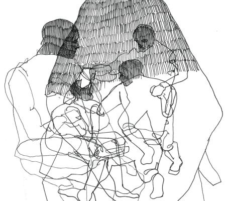 Drawing of people with "On Being" written across the top.