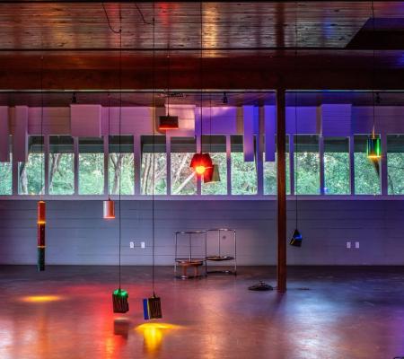 A view of “Some Fields the Track Runs Through,” on display in the Wildflower Center’s McDermott Learning Center. PHOTO courtesy of the artist