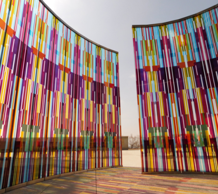 Colorful image of Margo Sawyer's public art installation.