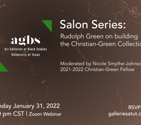 graphic for a salon series with white text overlaying a dark background with outlines of the world