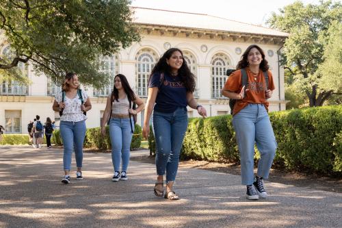 students walking on campus